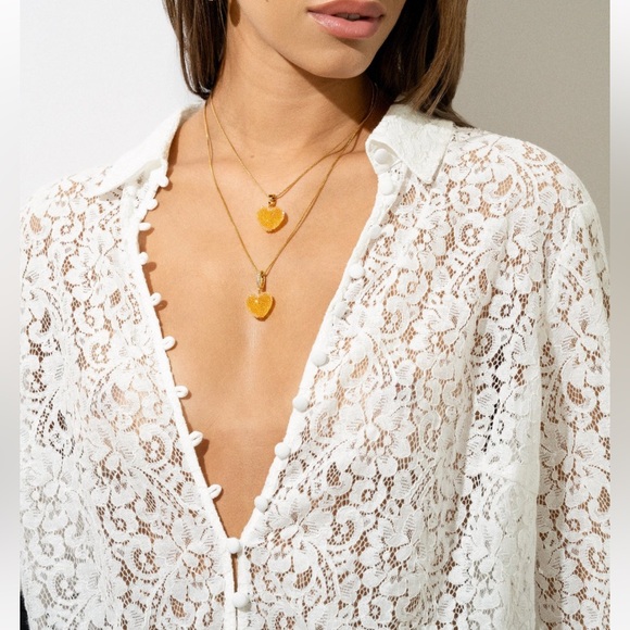 Jelly Heart - Pave Connector - Gold Plated - Sunshine Orange - only 1 - Picture 2 of 4